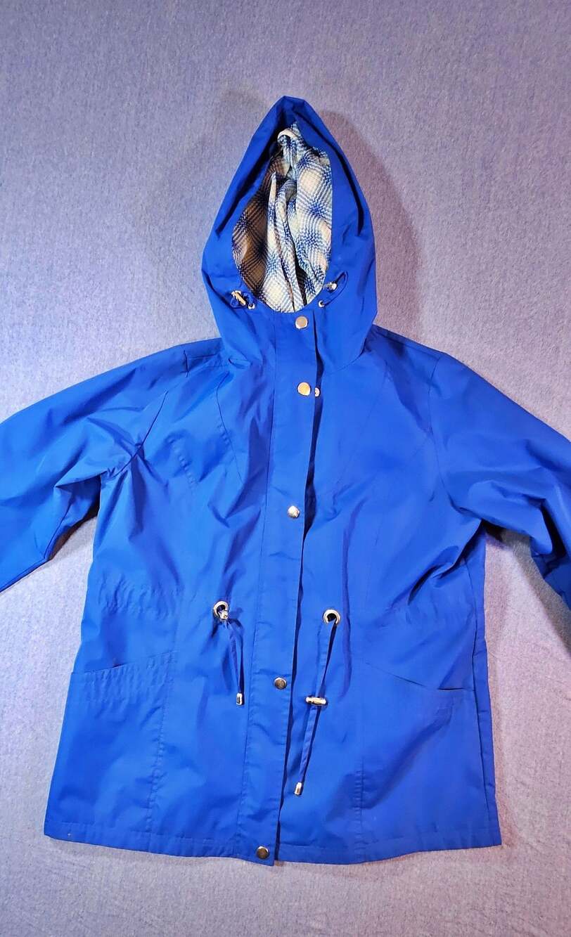 Fashion Bug Blue Hooded Rain Jacket Size XL Waterproof Windbreaker Coat